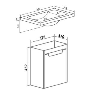 Тумба под раковину Runo  (под умывальник Como 40/ Smart 40) Микра 40 (00000001078)